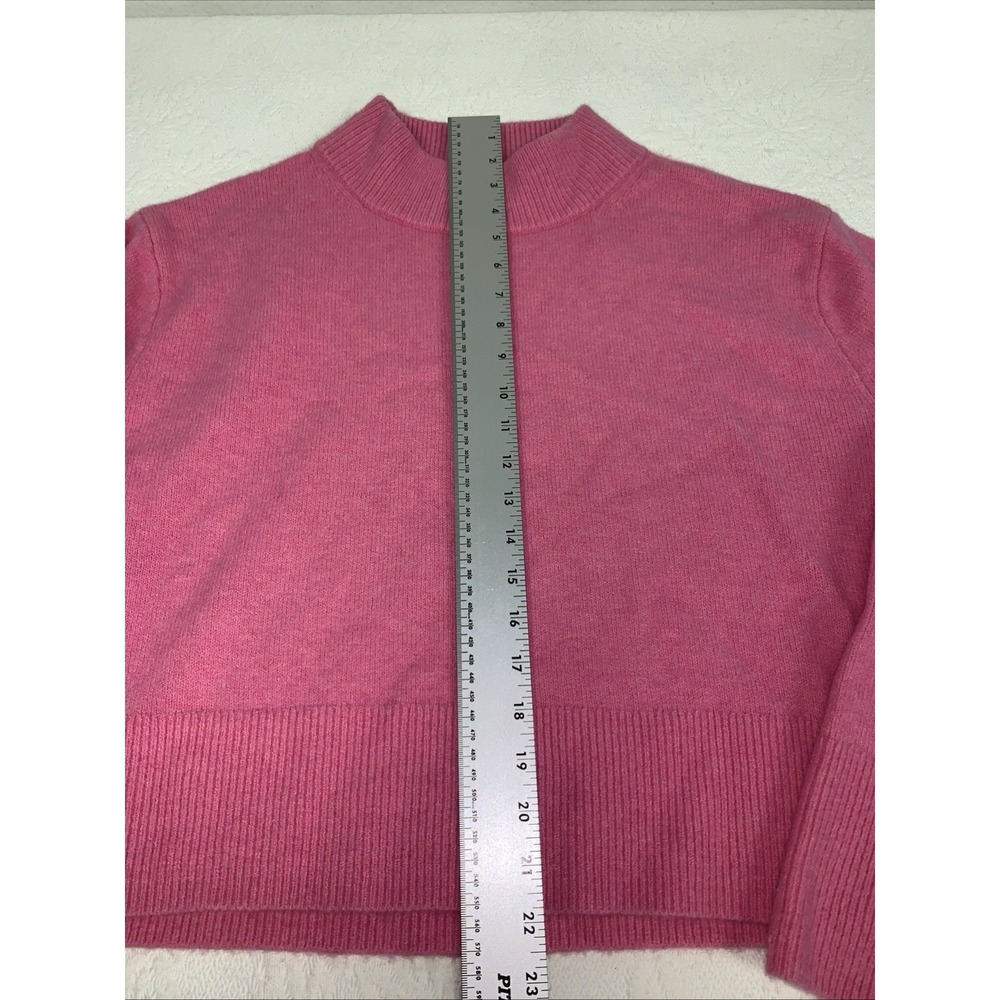 J. crew Chunky Cropped Sweater Relaxed Boxy Supersoft Yarn Pink Wool Blend M - Picture 5 of 10
